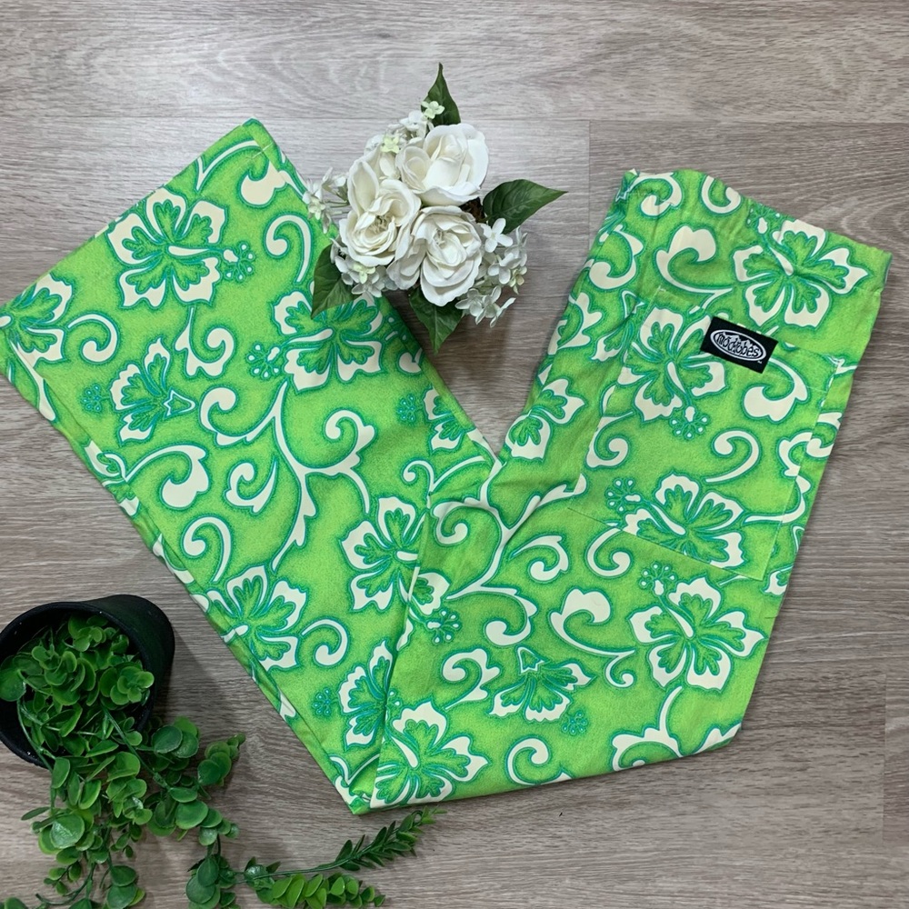 Vibrant Green Floral Women's Trousers